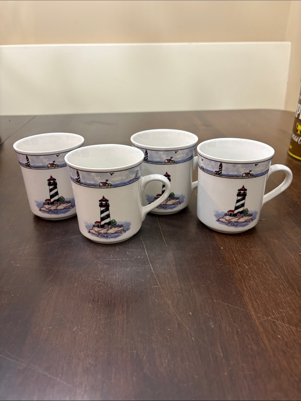 4 Sea Lighthouse Porcelain Mugs
